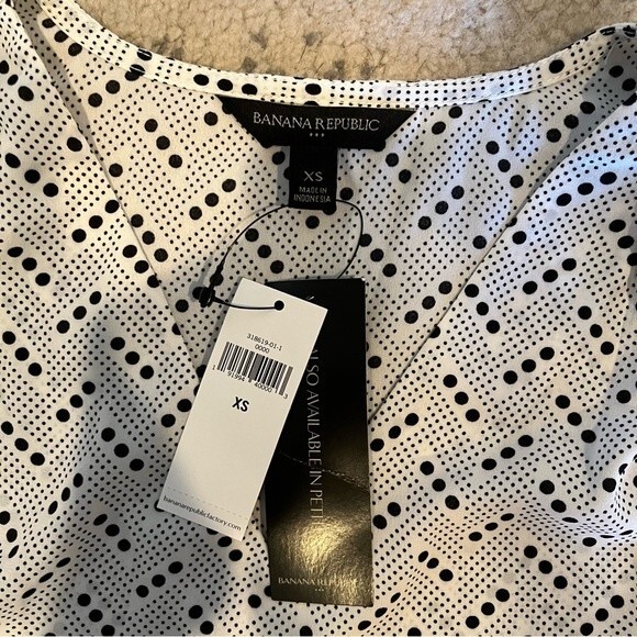 NWT Banana Republic Black & White Print Drapey V-Neck Dolman Tank Top Size XS - Picture 7 of 10